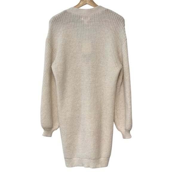 NEW Lauren Conrad Long Cardigan Layering Sweater Bare Linen Ivory V-Neck Small - Picture 5 of 11